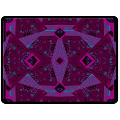 Mazipoodles Origami Chintz - Magenta Blue Fuchsia Black Two Sides Fleece Blanket (large)