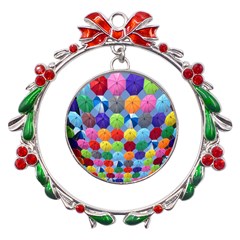 Umbrella Metal X mas Wreath Ribbon Ornament by artworkshop