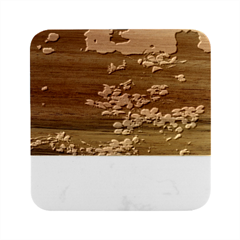 White Flower Marble Wood Coaster (square) by artworkshop