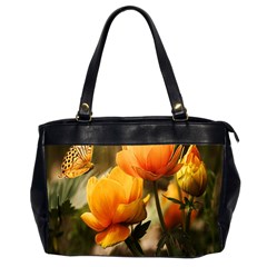Yellow Butterfly Flower Oversize Office Handbag (2 Sides) by artworkshop