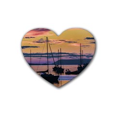 Twilight Over Ushuaia Port Rubber Heart Coaster (4 Pack) by dflcprintsclothing