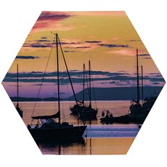 Twilight Over Ushuaia Port Wooden Puzzle Hexagon by dflcprintsclothing