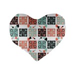 Mint Black Coral Heart Paisley Standard 16  Premium Flano Heart Shape Cushions Back