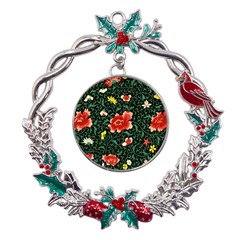 Background Vintage Japanese Design Metal X mas Wreath Holly Leaf Ornament by Grandong