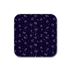 Vector Seamless Dark Zodiac Sign Star Symbol Pattern Rubber Coaster (square) by Grandong