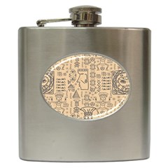Aztec Tribal African Egyptian Style Seamless Pattern Vector Antique Ethnic Hip Flask (6 Oz)