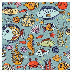 Cartoon Underwater Seamless Pattern With Crab Fish Seahorse Coral Marine Elements Lightweight Scarf  by Grandong