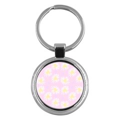 Mazipoodles Bold Daisies Pink Key Chain (round)