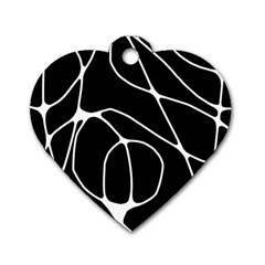 Mazipoodles Neuro Art - Black White Dog Tag Heart (one Side) by Mazipoodles