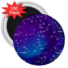 Realistic Night Sky With Constellations 3  Magnets (100 Pack) by Cowasu