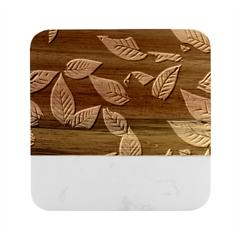 Leaves Autumn Marble Wood Coaster (square) by Grandong