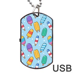 Cute-kawaii-ice-cream-seamless-pattern Dog Tag Usb Flash (two Sides) by pakminggu