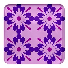 Pink And Purple Flowers Pattern Square Glass Fridge Magnet (4 Pack) by shoopshirt