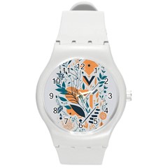 Pattern Flowers Design Nature Round Plastic Sport Watch (m) by uniart180623