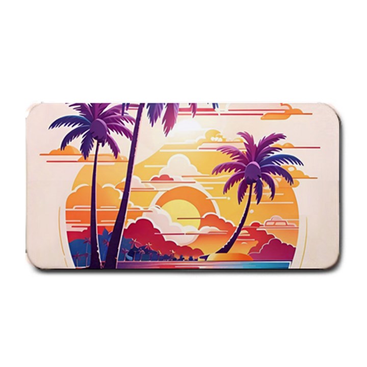 Nature Tropical Palm Trees Sunset Medium Bar Mat