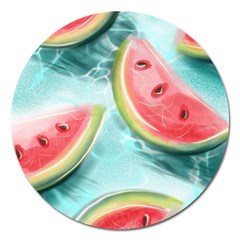 Watermelon Fruit Juicy Summer Heat Magnet 5  (round) by uniart180623