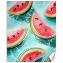 Watermelon Fruit Juicy Summer Heat Canvas 11  X 14  by uniart180623