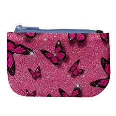 Pink Glitter Butterfly Large Coin Purse by uniart180623