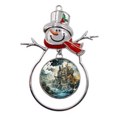 Castle Storm Sea Metal Snowman Ornament