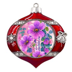 Flowers Leaves Metal Snowflake And Bell Red Ornament by pakminggu