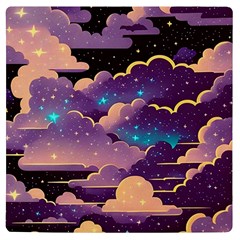 Fluffy Clouds Night Sky Uv Print Square Tile Coaster  by uniart180623