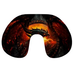 Dragon Art Fire Digital Fantasy Travel Neck Pillow by Bedest
