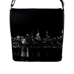 New York Skyline Flap Closure Messenger Bag (l)