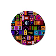 Abstract A Colorful Modern Illustration--- Rubber Round Coaster (4 Pack)
