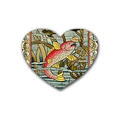 Fish Underwater Cubism Mosaic Rubber Coaster (heart)