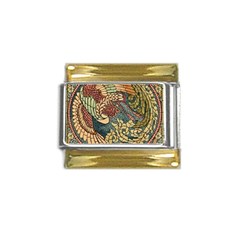 Wings-feathers-cubism-mosaic Gold Trim Italian Charm (9mm) by Bedest