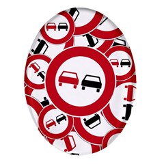 Overtaking-traffic-sign Oval Glass Fridge Magnet (4 Pack) by Bedest