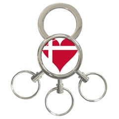 Heart-love-flag-denmark-red-cross 3-ring Key Chain by Bedest