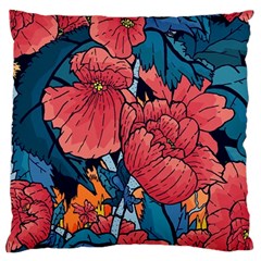 Flower Classic Japanese Art Standard Premium Plush Fleece Cushion Case (two Sides) by Cowasu
