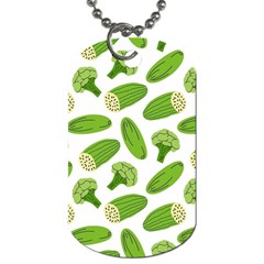 Vegetable Pattern With Composition Broccoli Dog Tag (two Sides) by pakminggu