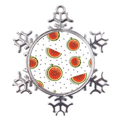 Seamless Background Pattern With Watermelon Slices Metal Large Snowflake Ornament by pakminggu