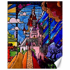 Beauty Stained Glass Castle Building Canvas 11  X 14  by Cowasu