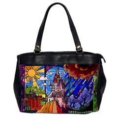 Beauty Stained Glass Castle Building Oversize Office Handbag (2 Sides) by Cowasu