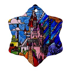 Beauty Stained Glass Castle Building Snowflake Ornament (two Sides) by Cowasu