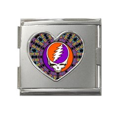 Gratefuldead Grateful Dead Pattern Mega Link Heart Italian Charm (18mm) by Cowasu