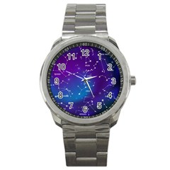 Realistic Night Sky With Constellations Sport Metal Watch