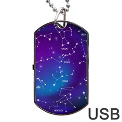 Realistic Night Sky With Constellations Dog Tag Usb Flash (one Side) by Cowasu