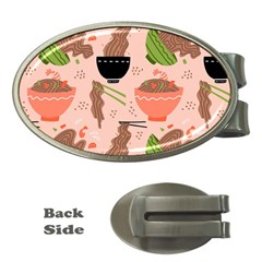 Japanese Street Food Soba Noodle In Bowl Pattern Money Clips (oval) 