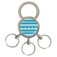 Blue Christmas Vintage Ethnic Seamless Pattern 3-ring Key Chain