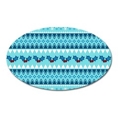 Blue Christmas Vintage Ethnic Seamless Pattern Oval Magnet