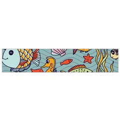 Cartoon Underwater Seamless Pattern With Crab Fish Seahorse Coral Marine Elements Small Premium Plush Fleece Scarf by Bedest
