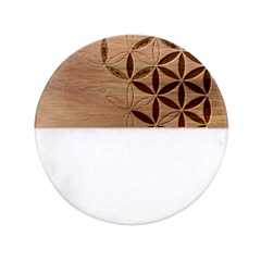 Mandala Rainbow Colorful Classic Marble Wood Coaster (round) 