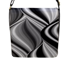 Waves-black-and-white-modern Flap Closure Messenger Bag (l)