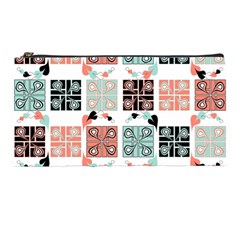 Mint Black Coral Heart Paisley Pencil Case