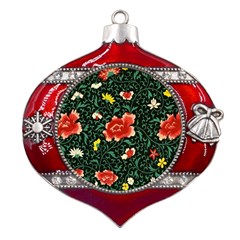 Background Vintage Japanese Design Metal Snowflake And Bell Red Ornament by Bedest