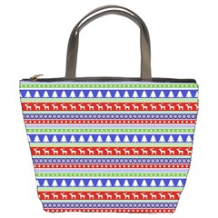 Christmas-color-stripes Pattern Bucket Bag